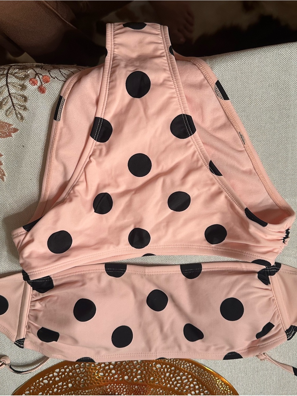 Xhilaration Pink Swim Skirt with Black Polka Dots - size S bottoms & size M top